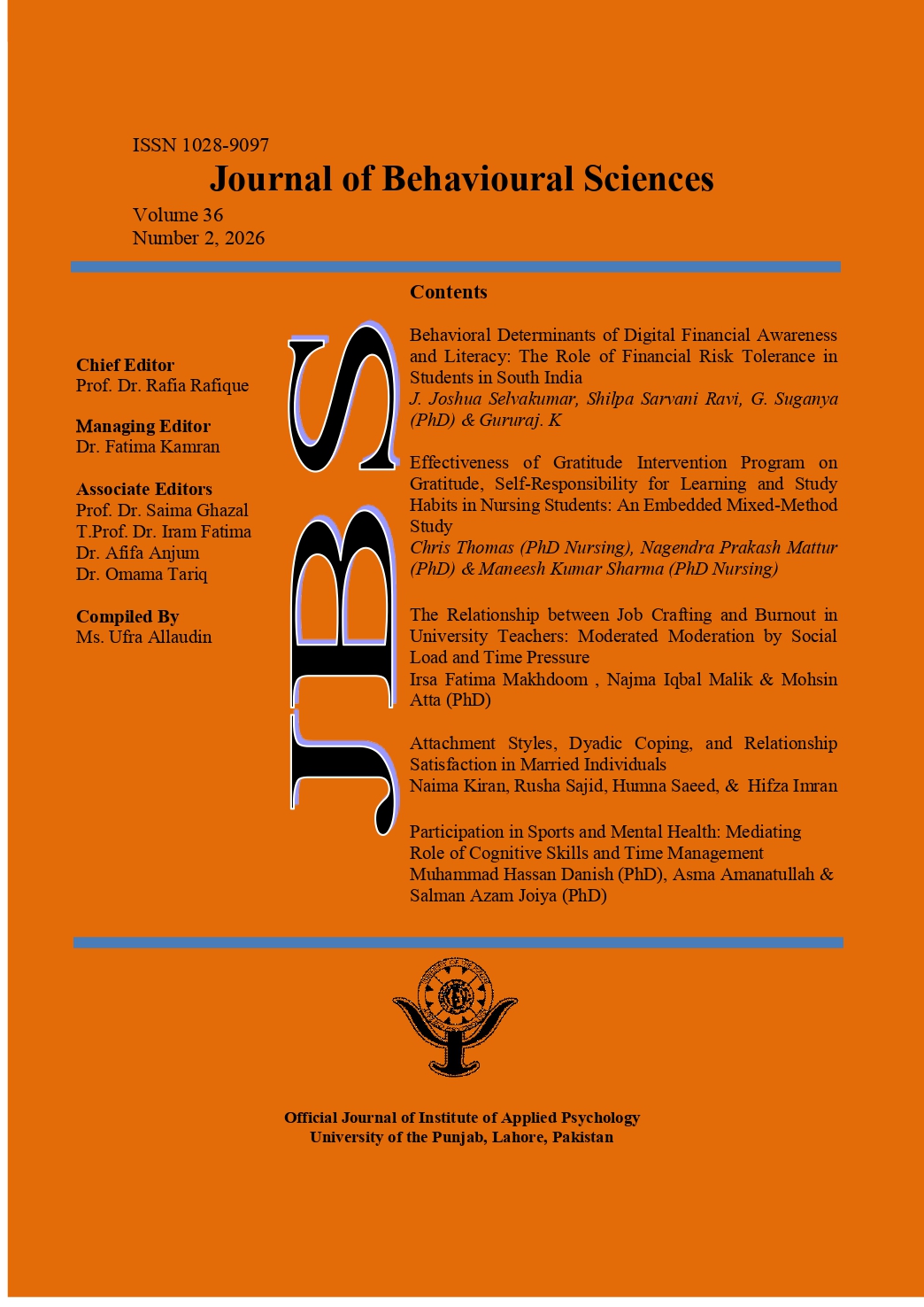 					View Vol. 36 No. 02 (2026):  Journal of Behavioural Sciences (JBS)
				